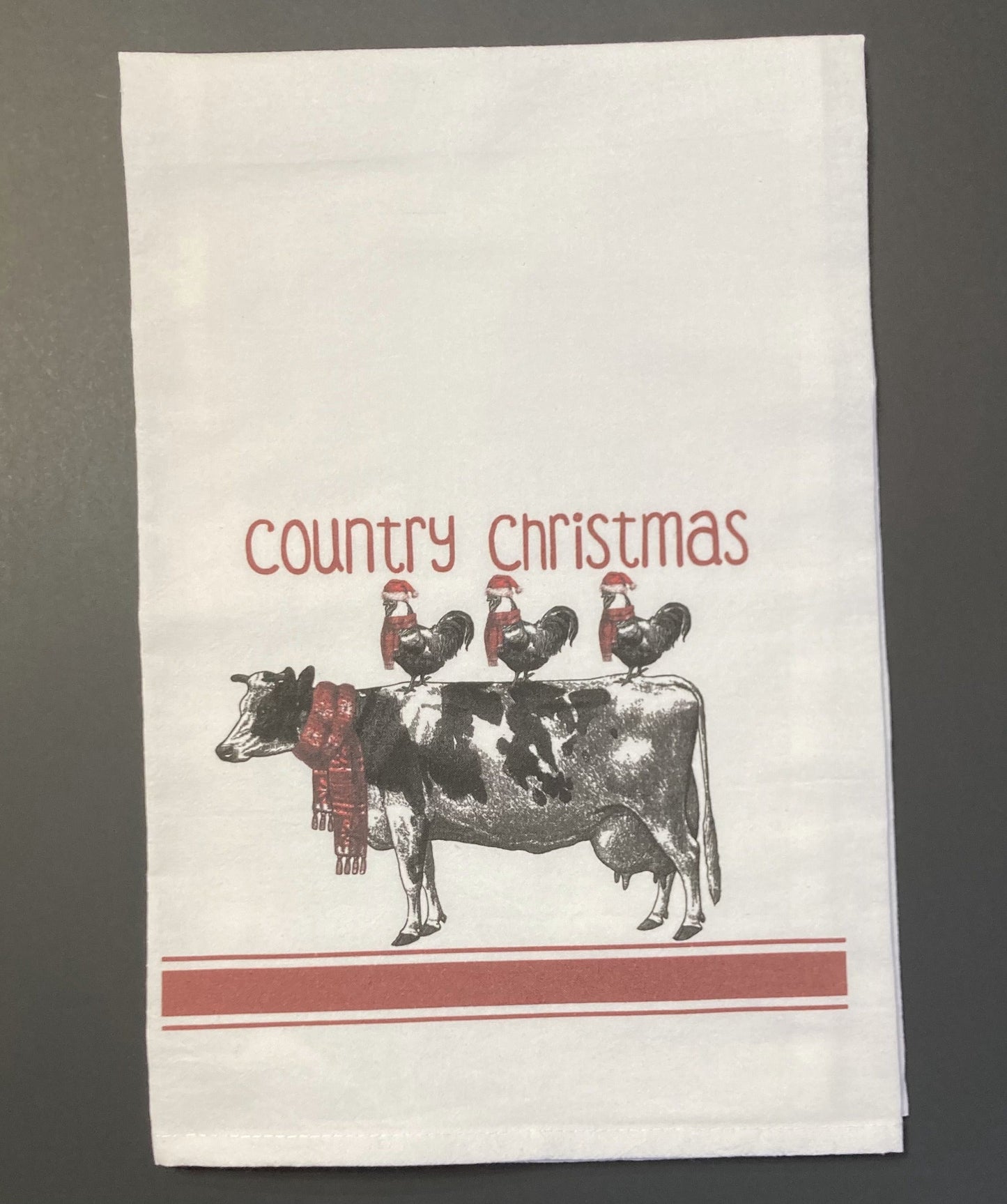 Country Christmas Flour Sack Tea Towel