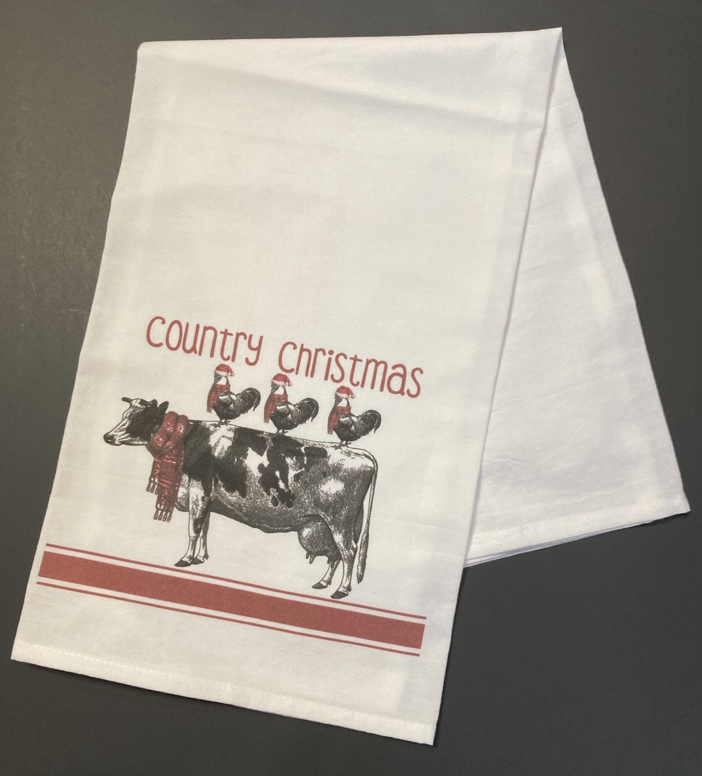 Country Christmas Flour Sack Tea Towel